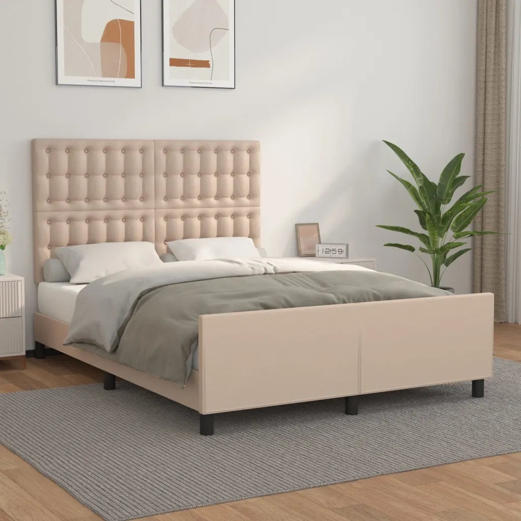 Letto matrimoniale | Letto per adulti | Giroletto con Testiera Cappuccino 140x190 cm in Similpelle