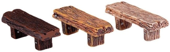 Miniatura Mobiliario in Miniatura per Giardino - Design Compattibile - 3 Pezzi - Bancarella in Legno - Decorazioni per Casa dei Bambini - Paesaggio di Mosaico - Mobili in Resina - Arredamento Miniaturo