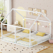 Letto a casetta 90 x 200 con due posti, bianco