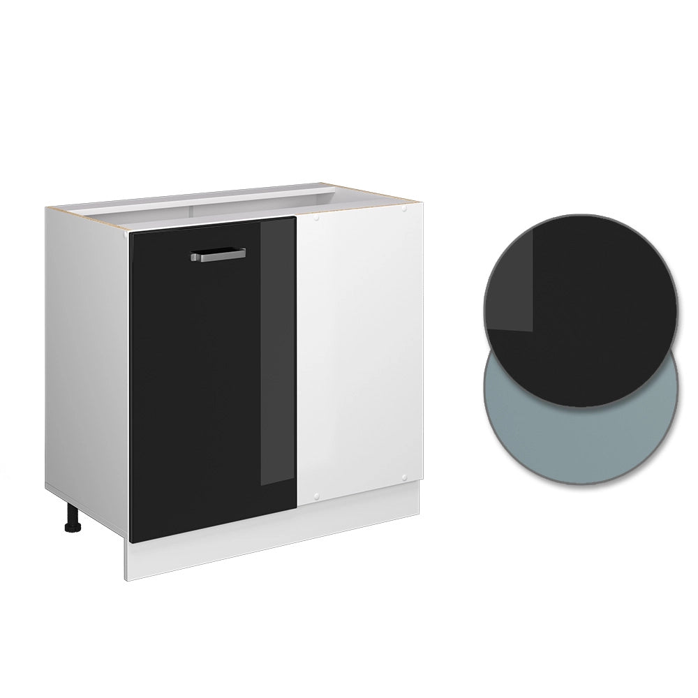 Vicco Mobile ad angolo cucina Nero lucido 86 cm , PL Rovere