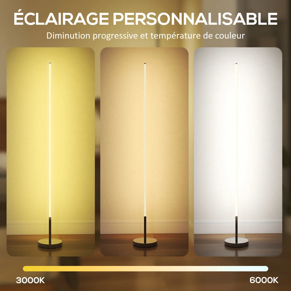 Lampada da terra LED regolabile telecomando interruttore a piede ¨C Minimal ¨C 20x150cm argento