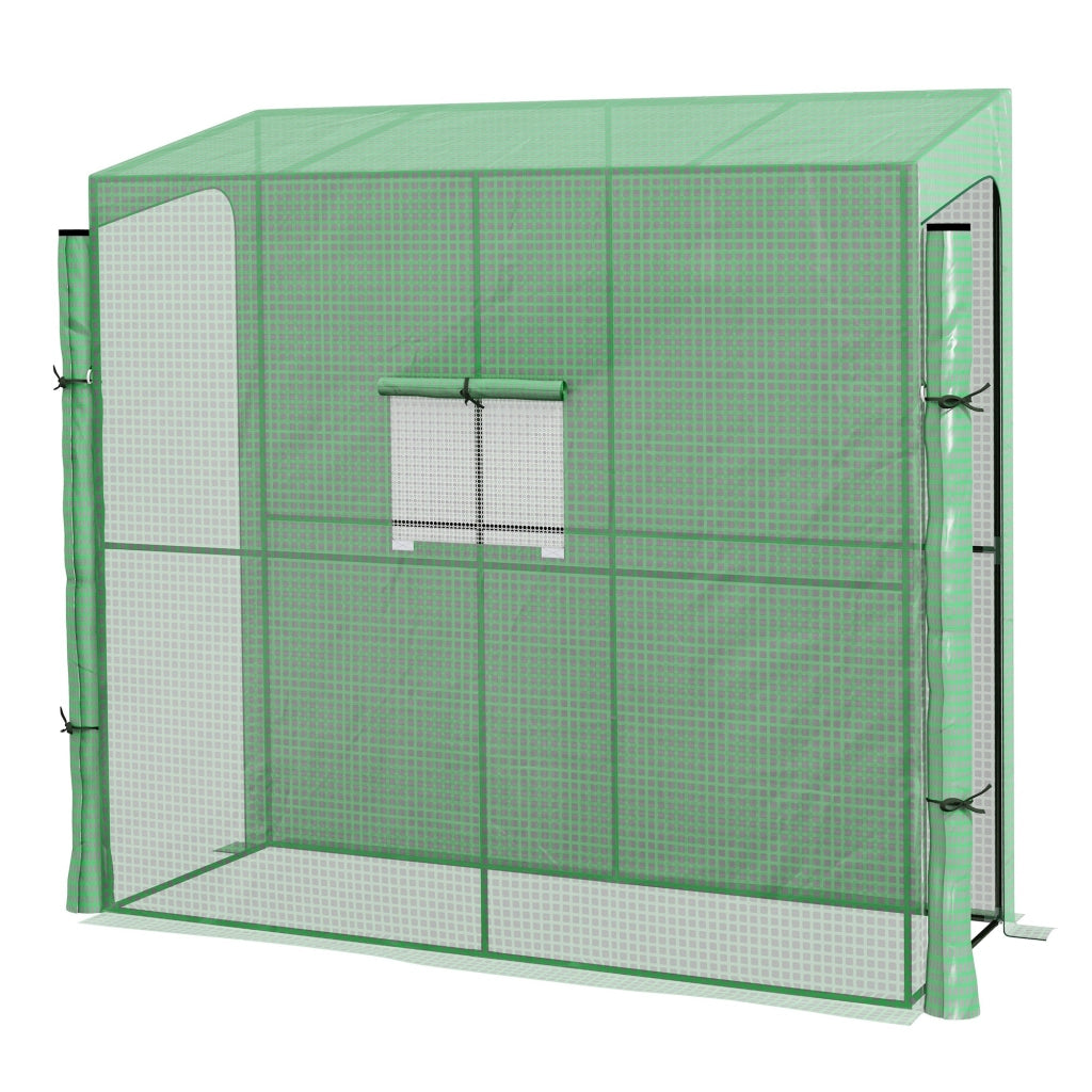 Serra con 2 porte, serra per pomodori antivento con finestra laterale, protezione UV per giardino, PE verde
