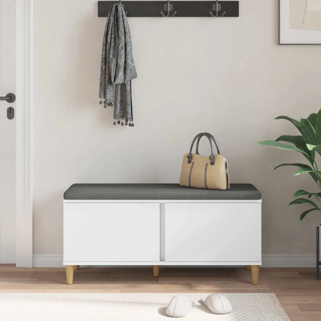 Panca per ingresso con cuscino Bianco 100 x 38 x 46 cm