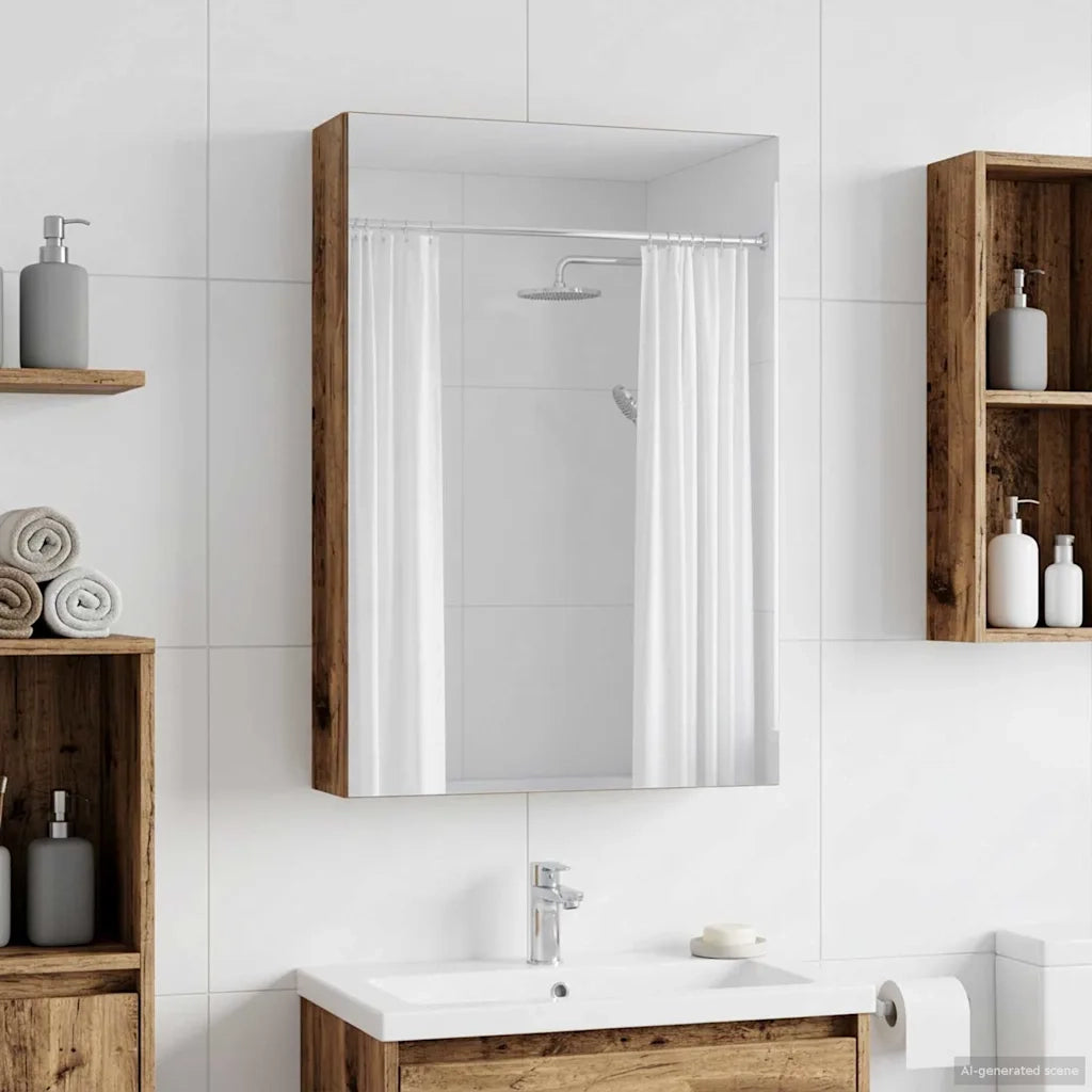 Mobiletto per specchio da Bagno | Armadio da bagno con lo scaffale Legno vecchio