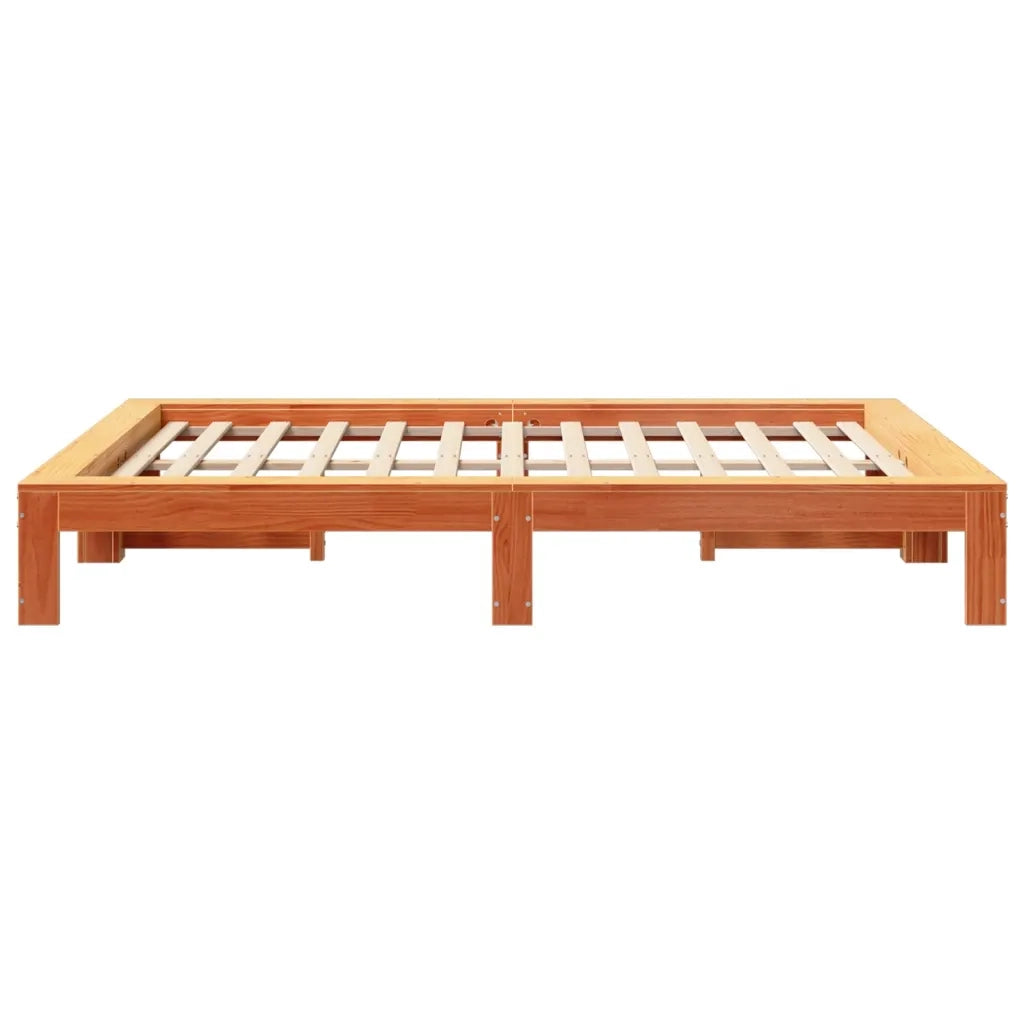 Letto senza Materasso-Struttura Letto Marrone Cera 135x190 cm in Legno di Pino 975413
