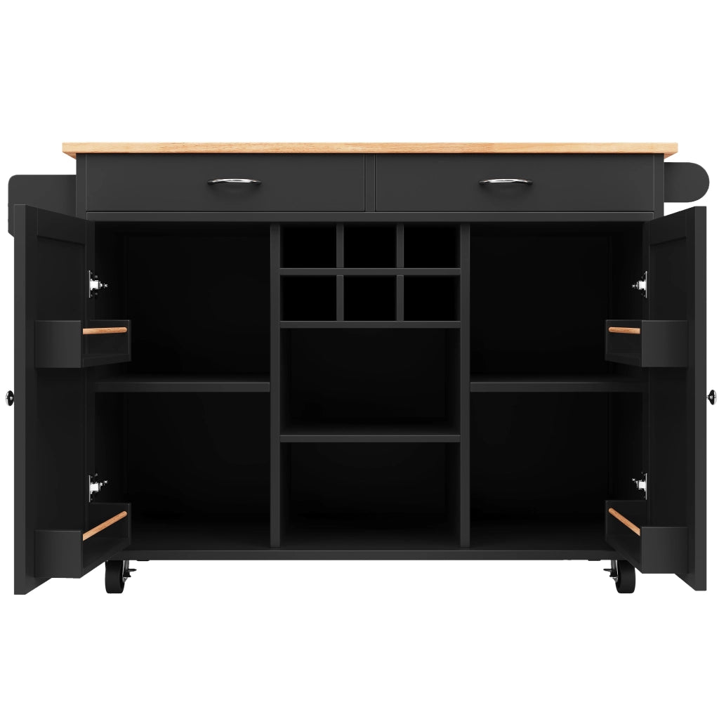 Isola cucina con ruote 102×45×92 cm, mobile multifunzione in MDF effetto legno, nero