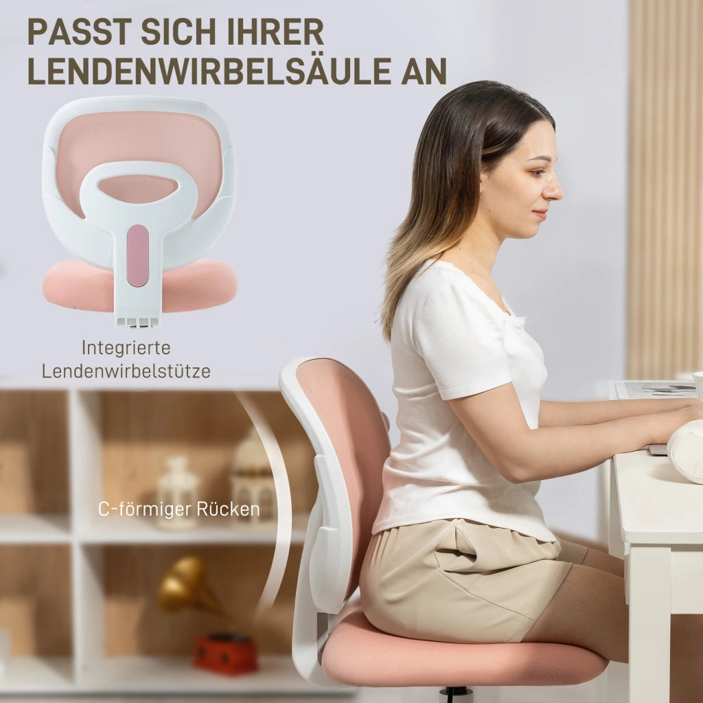 Sedia da ufficio ergonomica con supporto lombare a C, regolabile in altezza ¨C Xylo ¨C Rosa