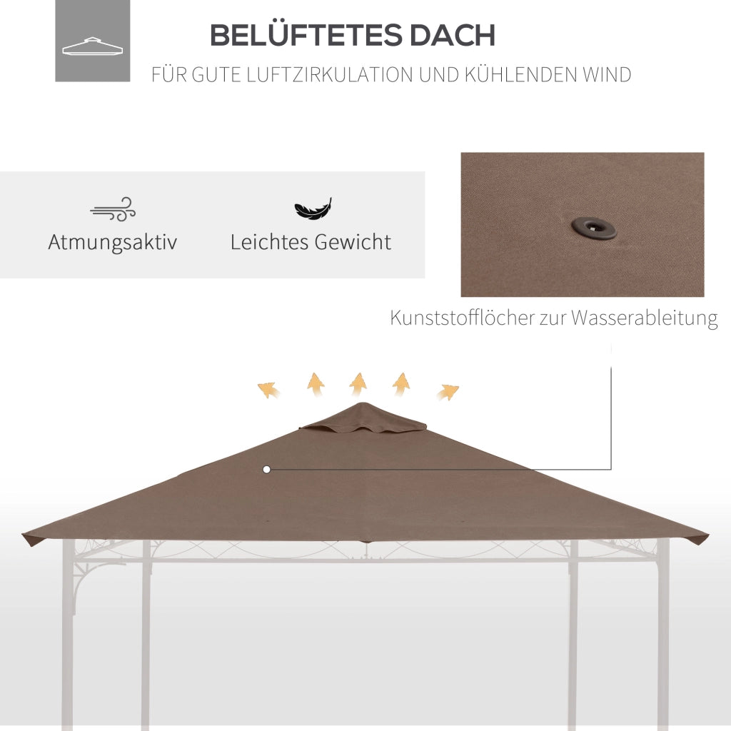 Telo di ricambio per gazebo in poliestere 180 g/m² color caffè con 8 fori per gazebo 295–300 × 295–300 cm
