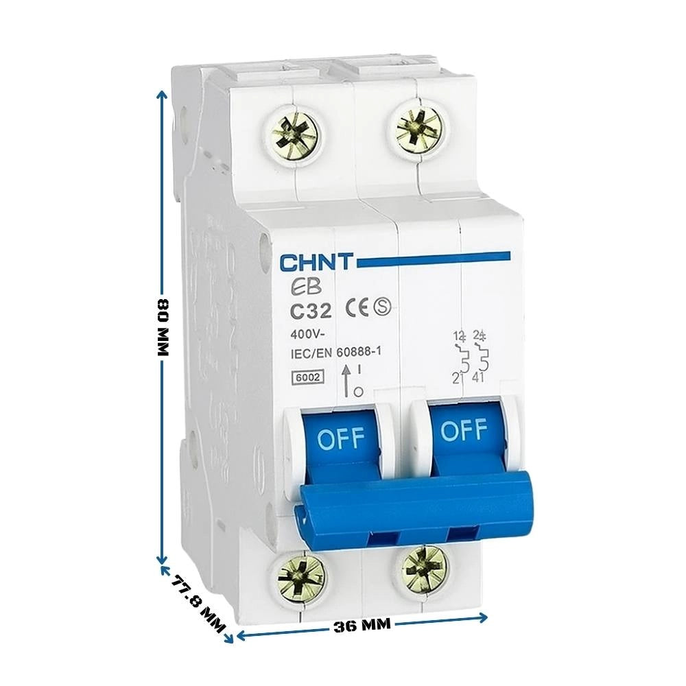 Chint interruttori magnetotermici 1p+n curva c 4,5ka serie eb 2 moduli *** ampere 32 ampere, confezione 1