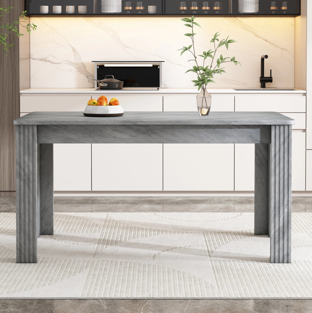 Tavolo da pranzo 116x65 cm in truciolare grigio, 4 gambe stabili