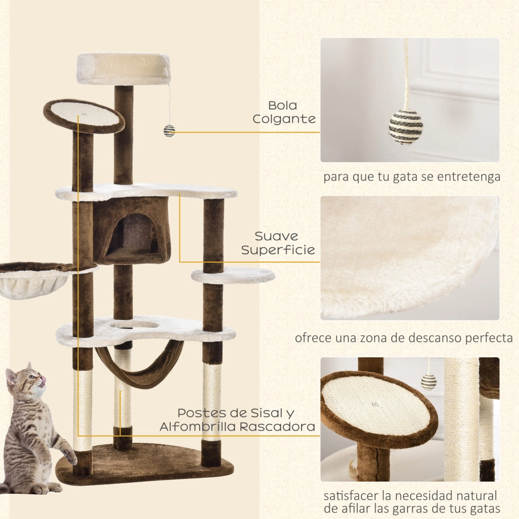 Tiragraffi per Gatti ¨C Xylo ¨C 65x50x153 cm con piattaforme, amaca, grotta e giocattoli