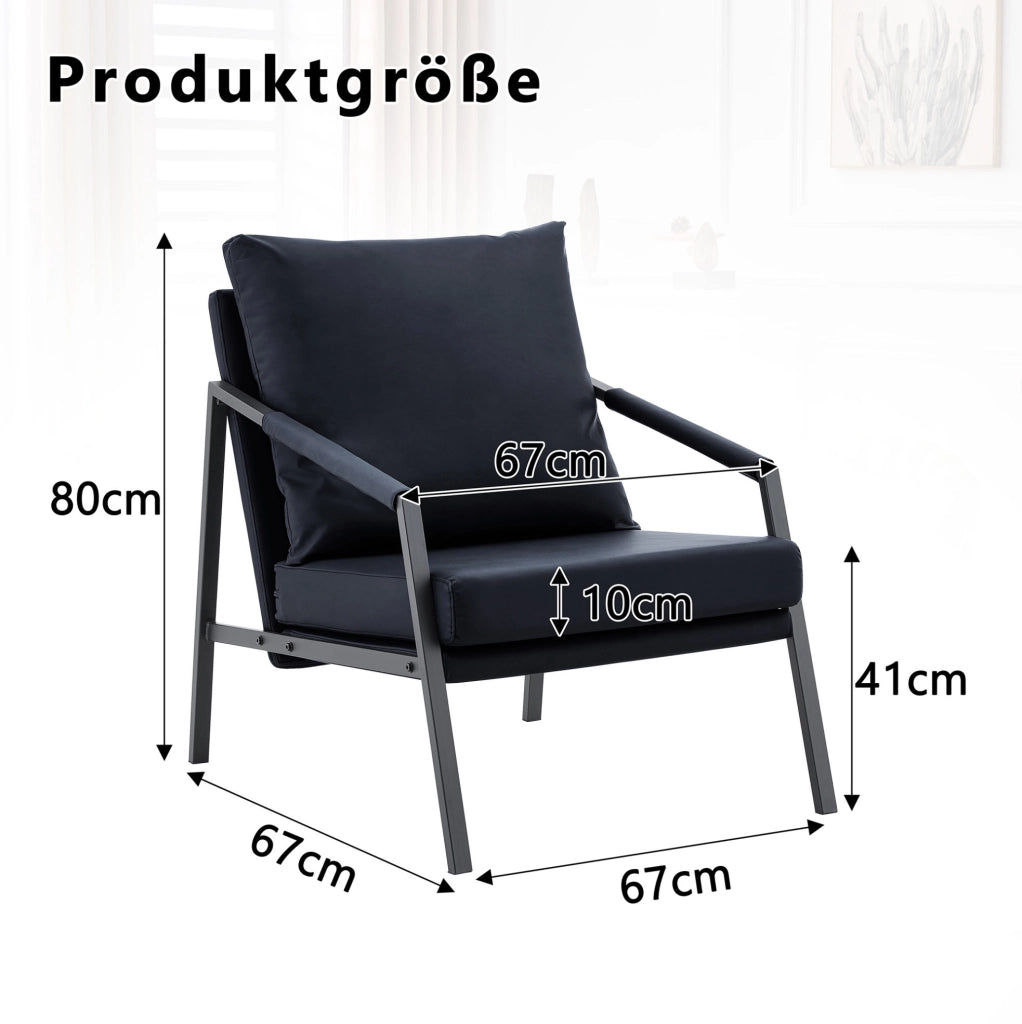 POLTRONA in ecopelle PU nera 91,5 x 68,0 x 32,5 cm