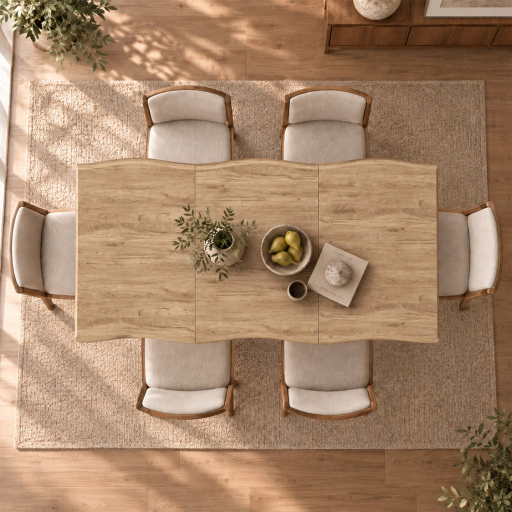 Tavolo da Pranzo 180x78 cm 4-6 Posti LEMONMAX; Piano MDF 28 mm con Bordi Ondulati; Gambe a X in Metallo; Effetto Legno Naturale; Portata 60 kg