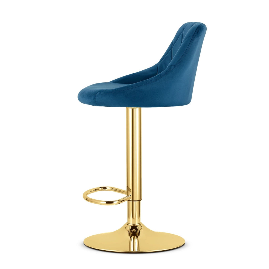 Set di 2 sgabelli bar Kast in velluto blu e oro