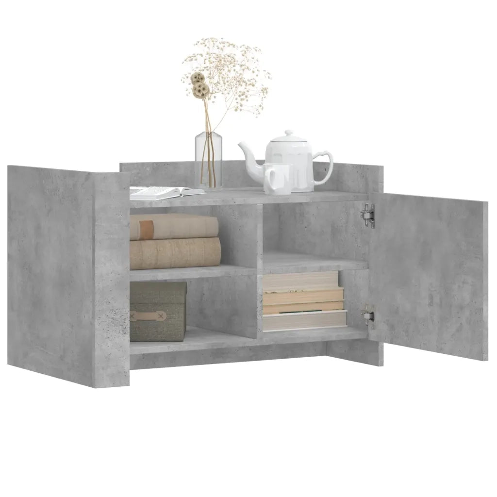 Tavolino Salotto-Tavolino da soggiorno-Tavolo Grigio Cemento 80x50x50 cm Legno Multistrato 186301