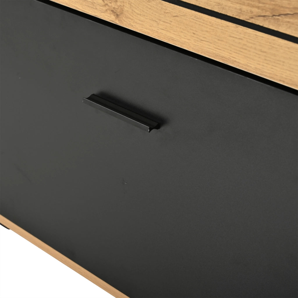Mobile porta tv 168 cm legno e nero per tv fino a 65 pollici con cassetti e ante