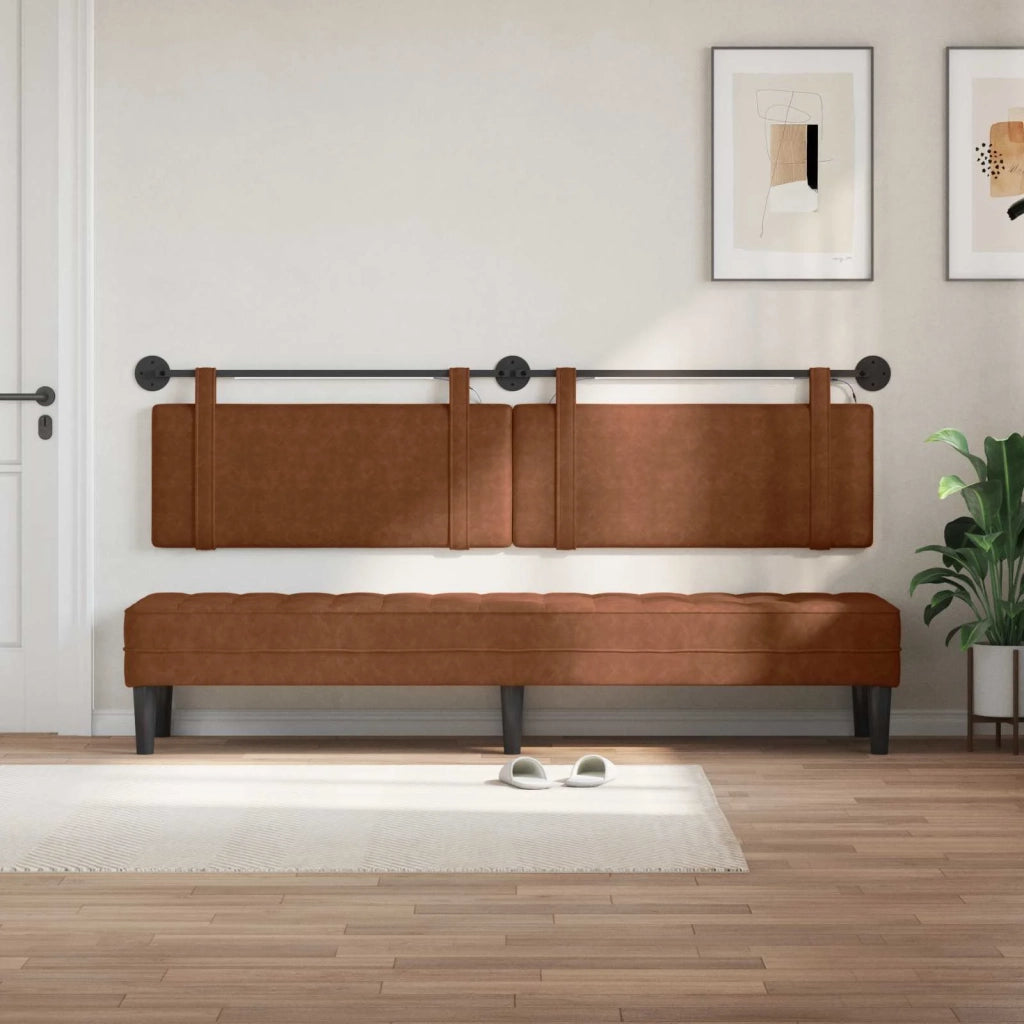 Testiera | Testata sospesa Con luce LED Marrone PU Antico