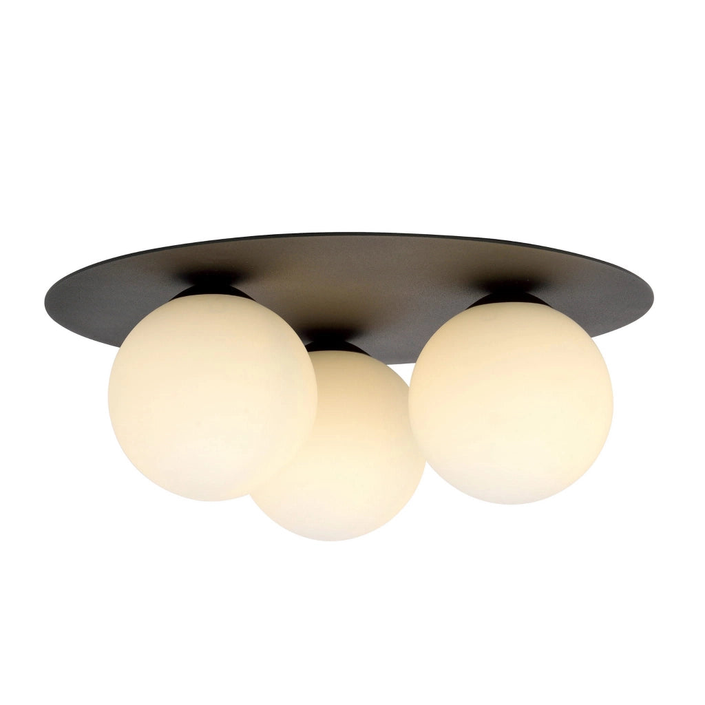 Plafoniera Emibig Solar 3 luci E14 dimmerabile nero/opalino