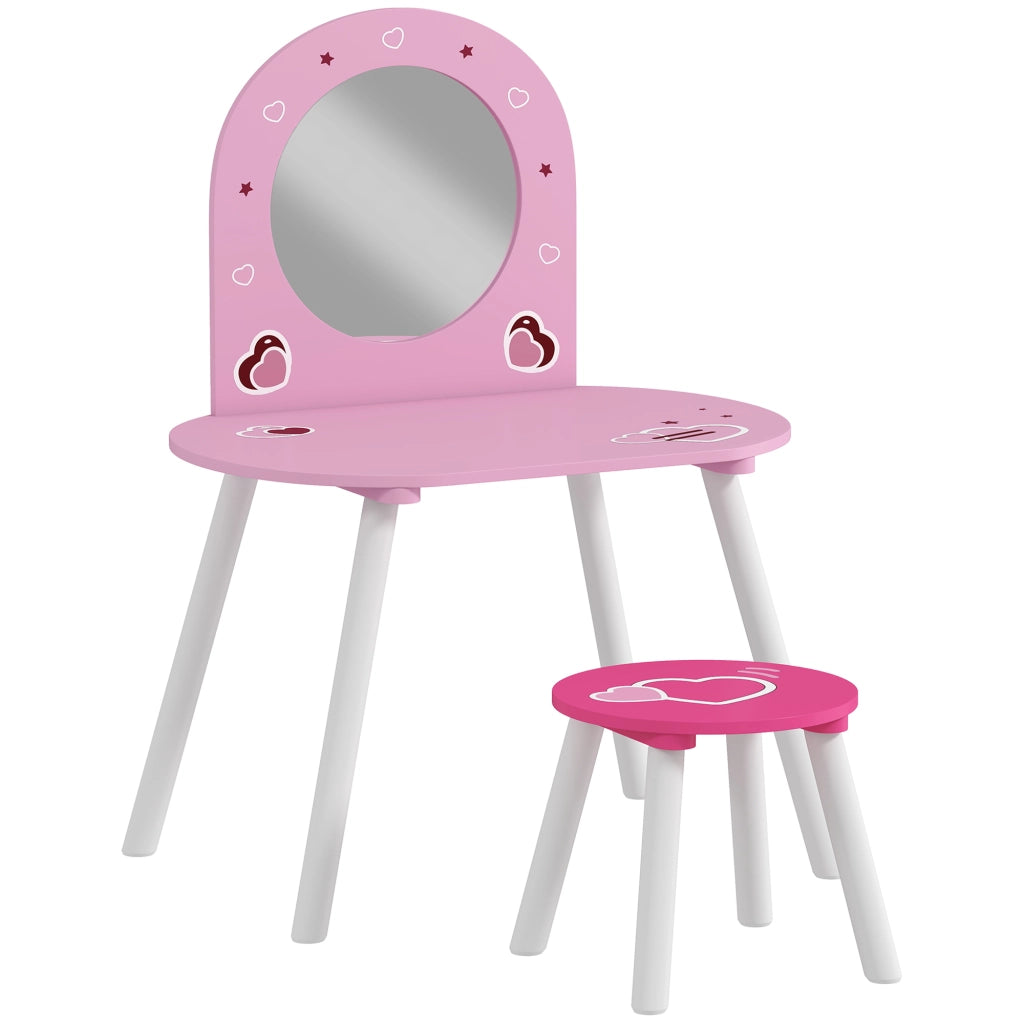 Tocador per Bambini con Specchio e Sgabello ¨C Minimal ¨C Rosa
