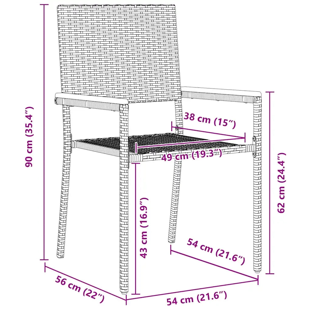 Set da Pranzo per Giardino con cuscino 5 pcs Grigio polyrattan 3379711
