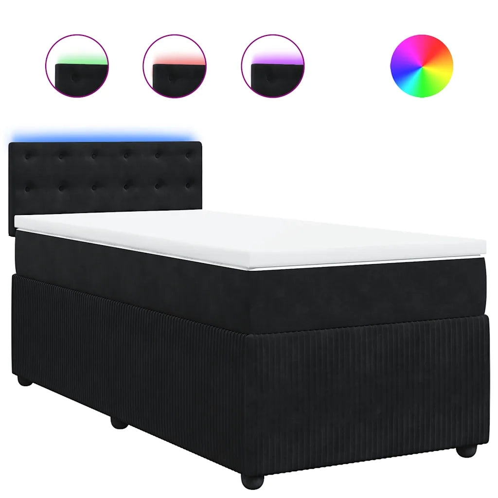 Giroletto a Molle con Materasso Nero 90x200 cm in Velluto