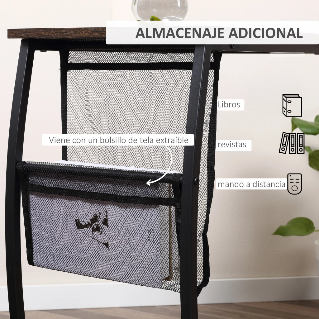 Tavolino da salotto con ripiano e tasche ¨C Minimal ¨C Marrone 53x35x64,5 cm