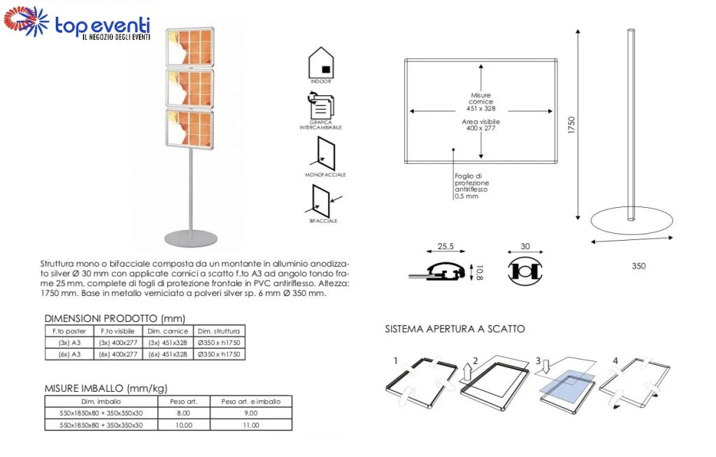 Porta Comunicazioni con A3 orizzontale Multiple - Monofacciale (3 x A3)