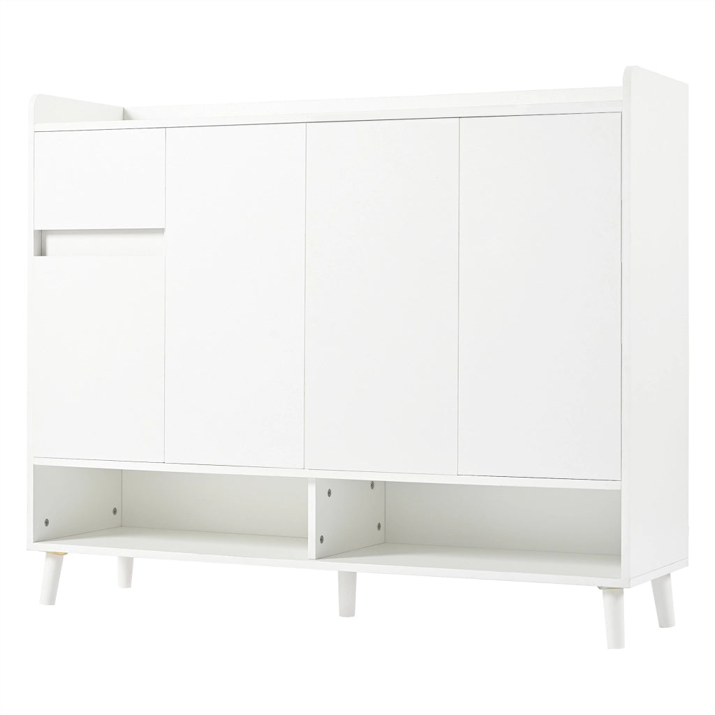 Mobile Credenza Scarpiera con 4 Ante e Cassetto ¨C MINIMAL ¨C Bianco, 120x99x35 cm