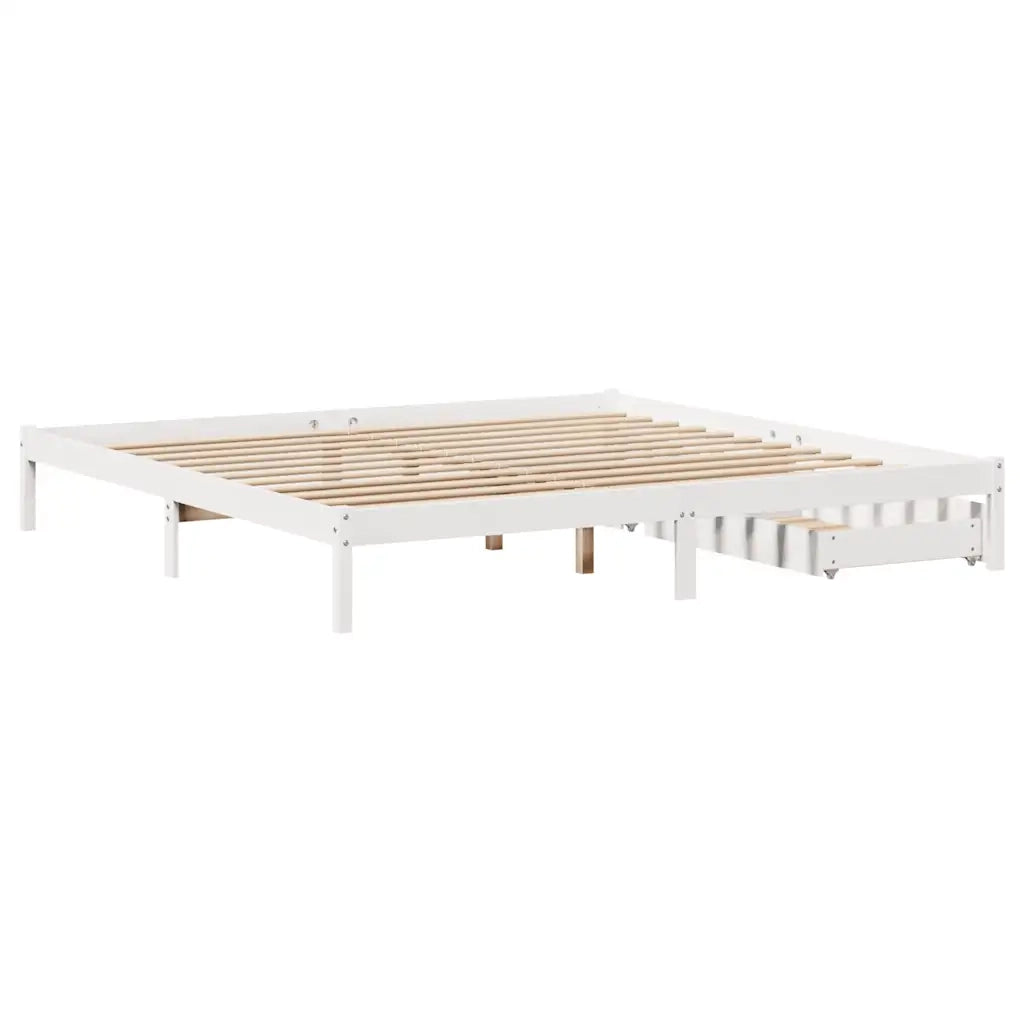 Giroletto senza Materasso Bianco 200x200 cm Legno Massello Pino 3301445