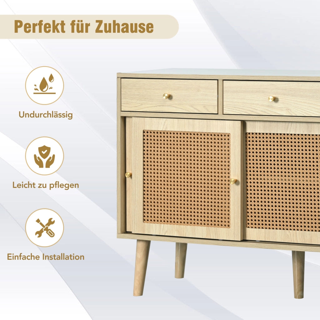 CREDENZA 120x40x78 cm Rovere MDF con 3 cassetti e 3 ante