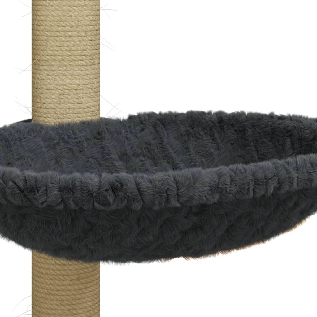 Albero per gatti mobile torre arrampicarsi giocattolo tiragraffi graffio arrampicata piattaforma con tiragraffi in sisal scuro 74 cm grigio 02_0022444