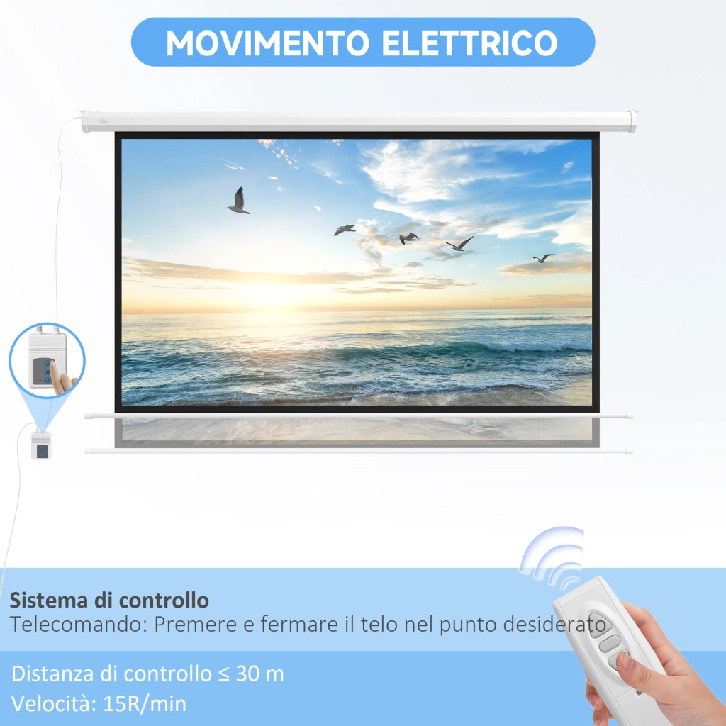 Telo per Proiettore Motorizzato 84 Pollici 16:9 ¨C Zephmum ¨C Bianco 215x8x140cm
