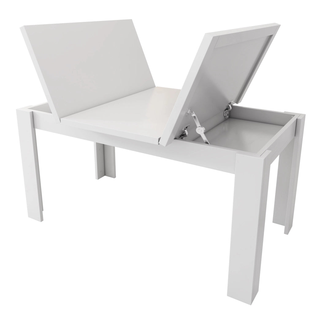 Tavolo da Pranzo con Vano Contenitore ¨C Xylo ¨C Bianco, Rettangolare, 120x70 cm