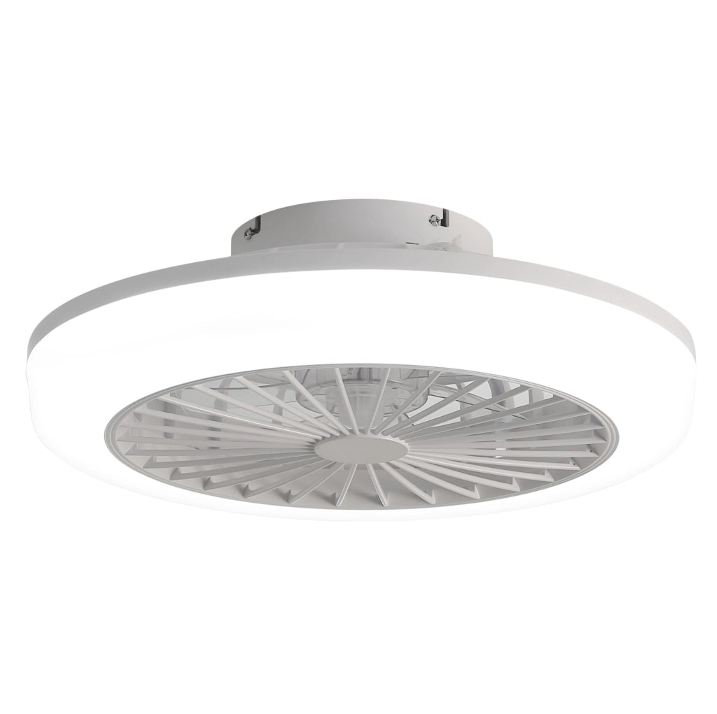 Ventilatore da soffitto LED 45,7x45,7x14,5 cm in ABS bianco con telecomando