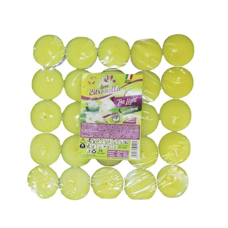 TEA LIGHT ALLA CITRONELLA IN CONFEZIONE DA 25 PEZZI