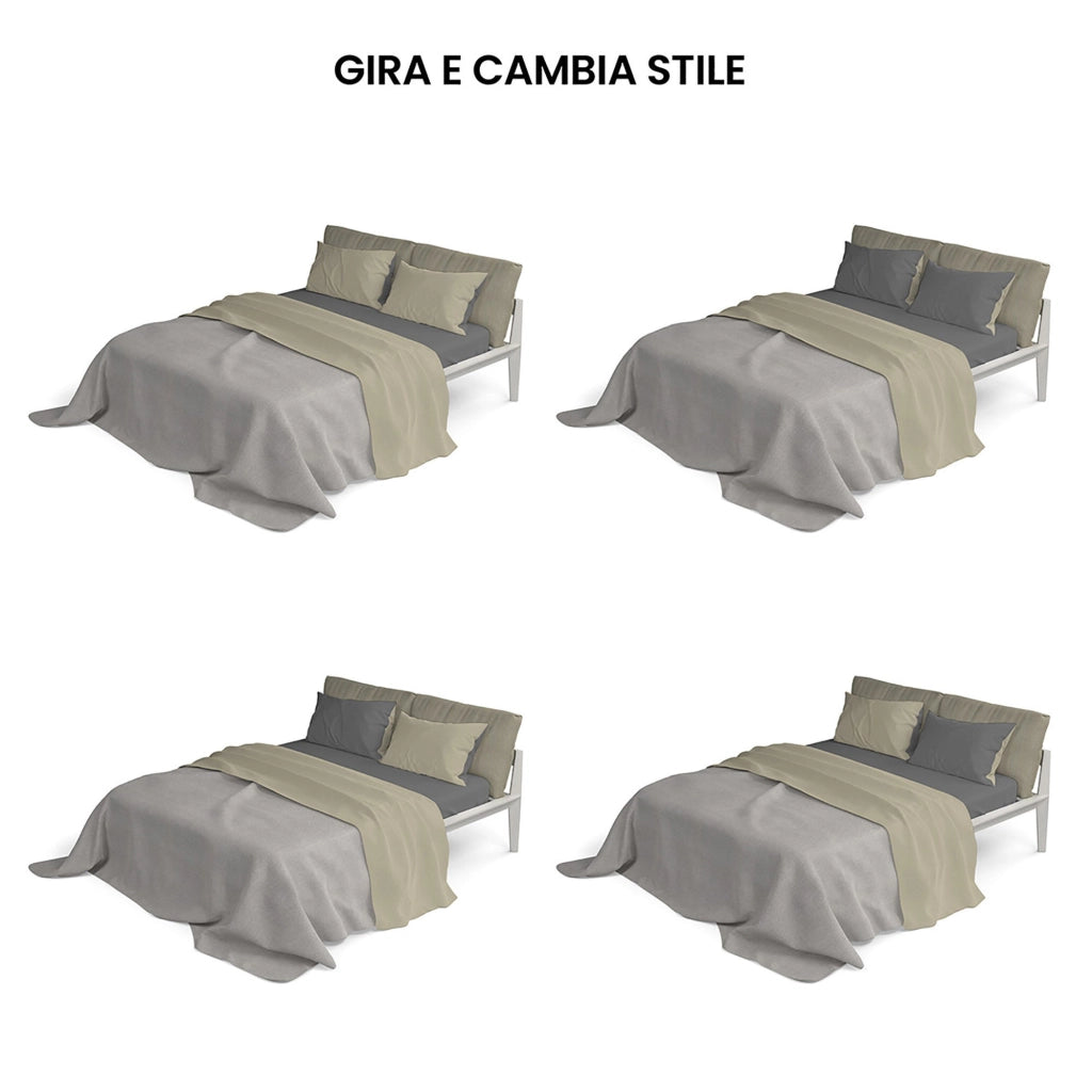Set Lenzuola Sopra Sotto e Federe Doubleface Tortora/Fumo Singolo