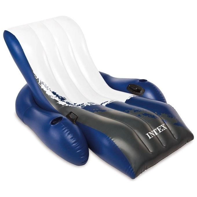 Intex 58868EU Chaise Longue Sport Poltrona Gonfiabile 180x135 cm 2 Camere Aria 2 Portabicchieri 100 Kg