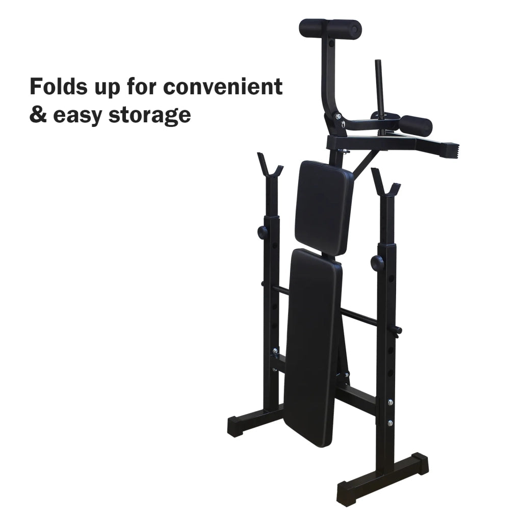 Panca Pesi Olimpica con Rack per Squat e Panca, Set per Home Gym Allenamento Completo del Corpo