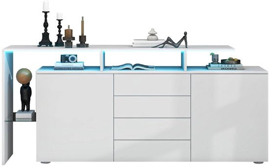 Comodino - Bianco - Finestra alta - LED - 4 Interruttori