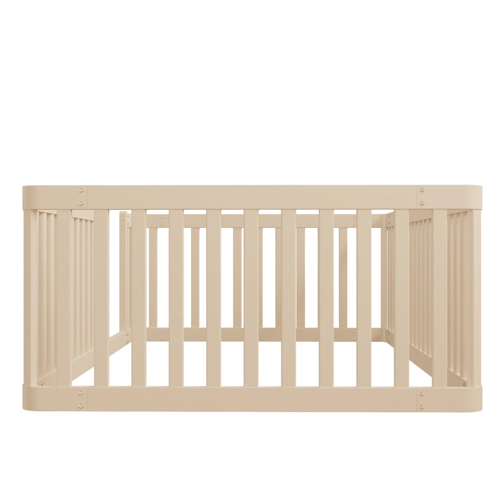 Letto per bambini 90 × 200 cm con barriera semiaperta, senza materasso, in legno massello di pino, crema