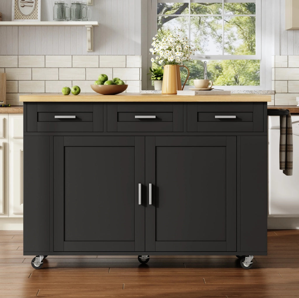Isola cucina mobile 120x45/70x84 cm con piano ribaltabile; prese USB e ruote HOMVRA
