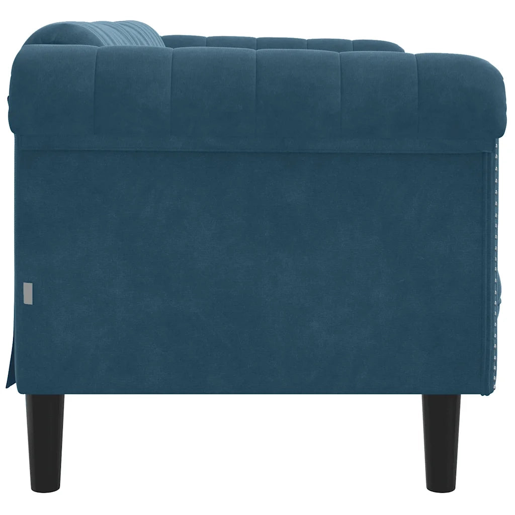 Divano a 2 Posti-Sofa 2 Posti Blu in Velluto