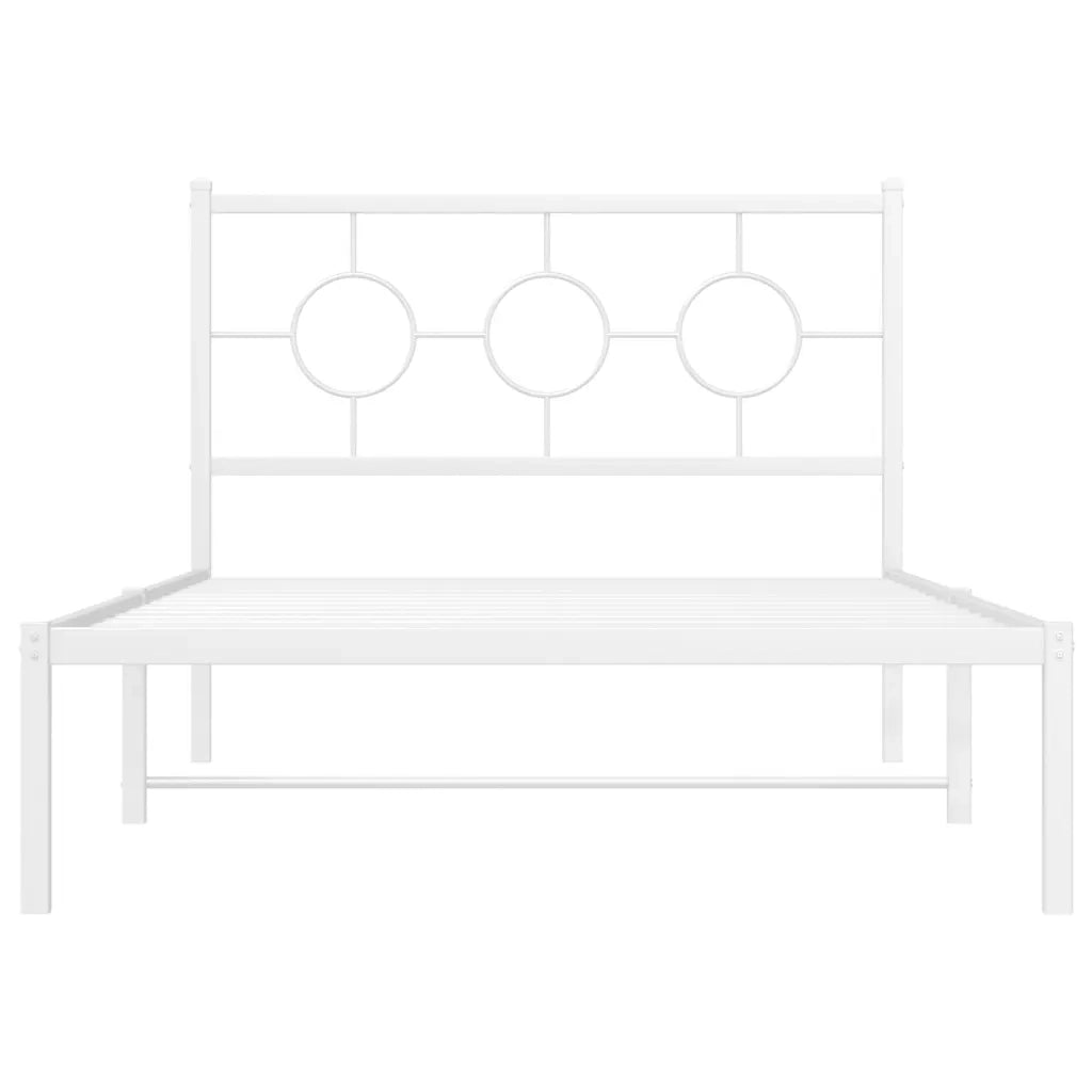 Letto singolo | Letto per adulti | Giroletto con Testiera e Pediera Metallo Bianco 107x203 cm