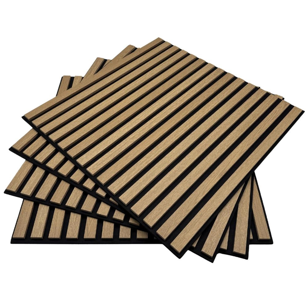 Pannello Fonoassorbente Doghe in MDF Rivestimento colore Rovere 60x60 conf. 4 Pz