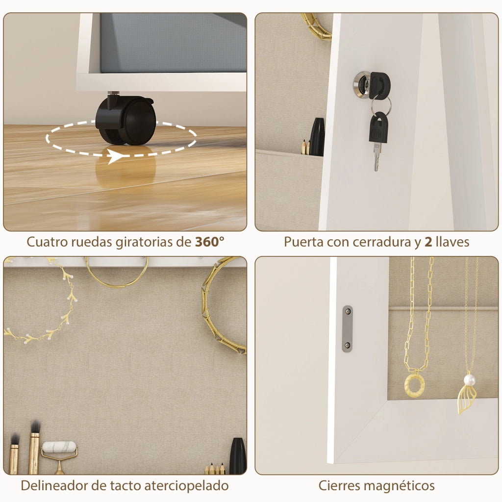 Cassettiera con Specchio e Luci LED ¨C Minimal ¨C Bianco