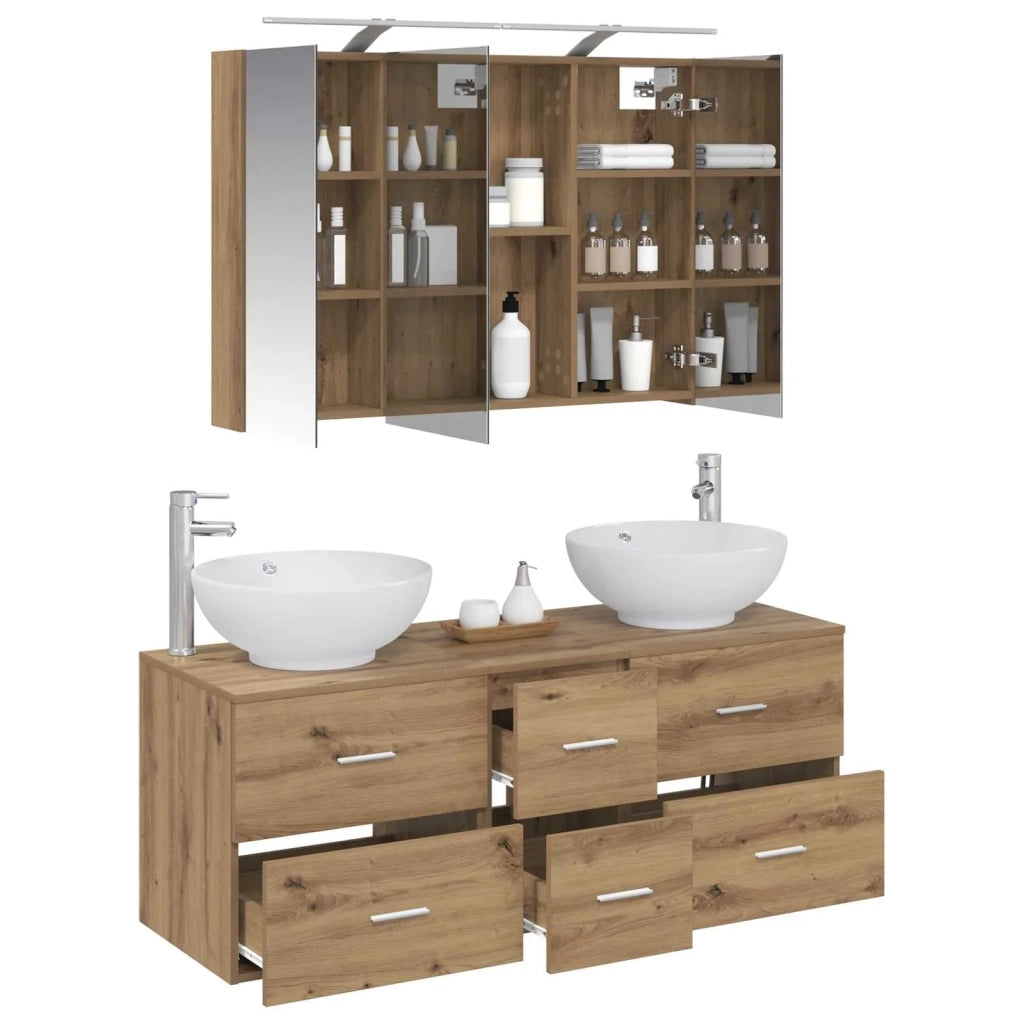 Set di mobili per il bagno 4 pz Rovere Artigianale 3406982
