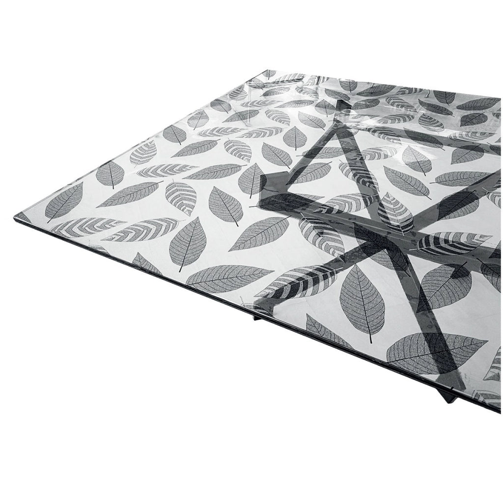 Tovaglia Trasparente Decorata Glitterata Pellicola Pvc 100x280 Cm Tavolo Antimacchia Spessa Foglie (B)