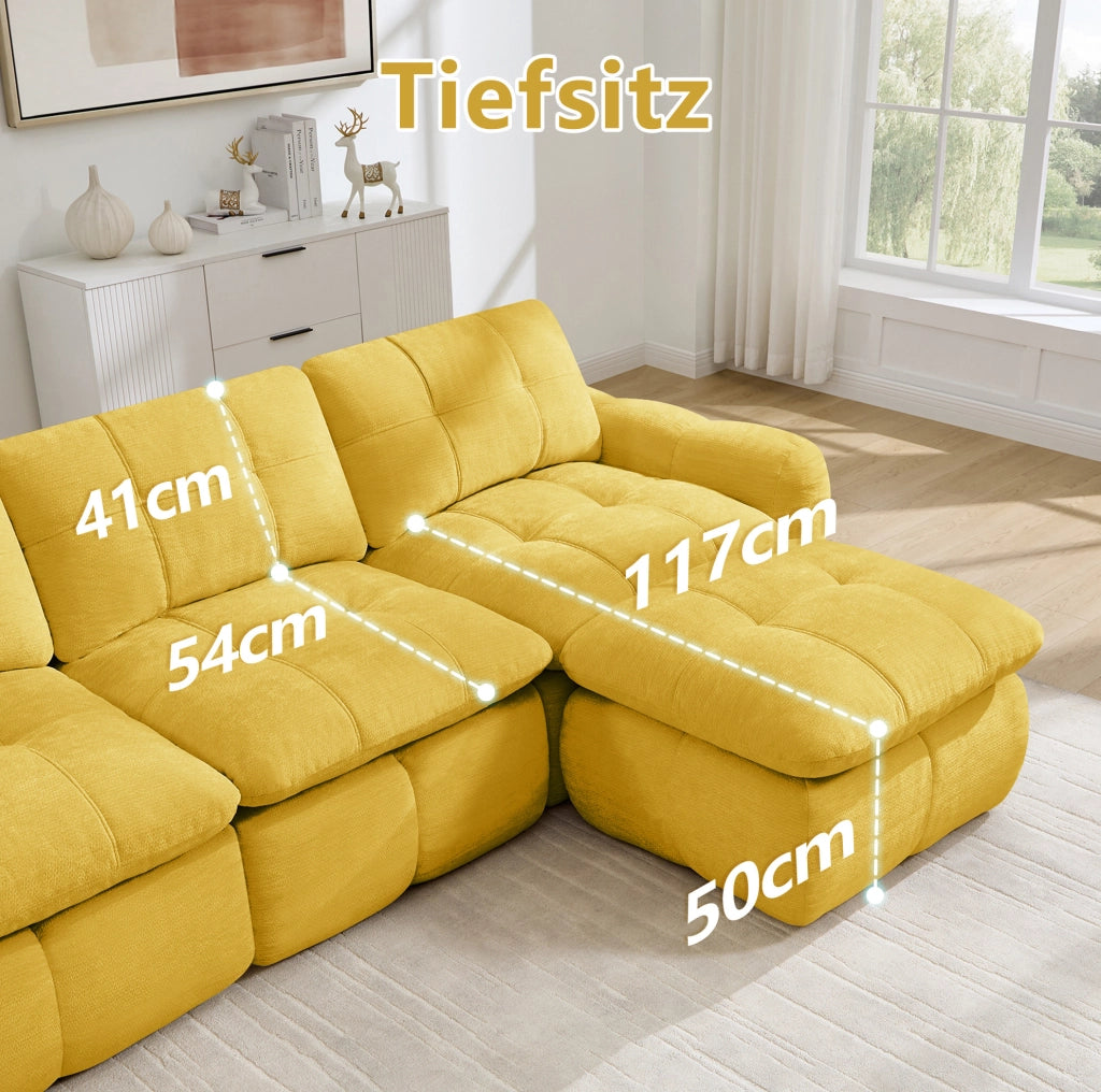 DIVANO Modulare 194x160 cm in Chenille Giallo