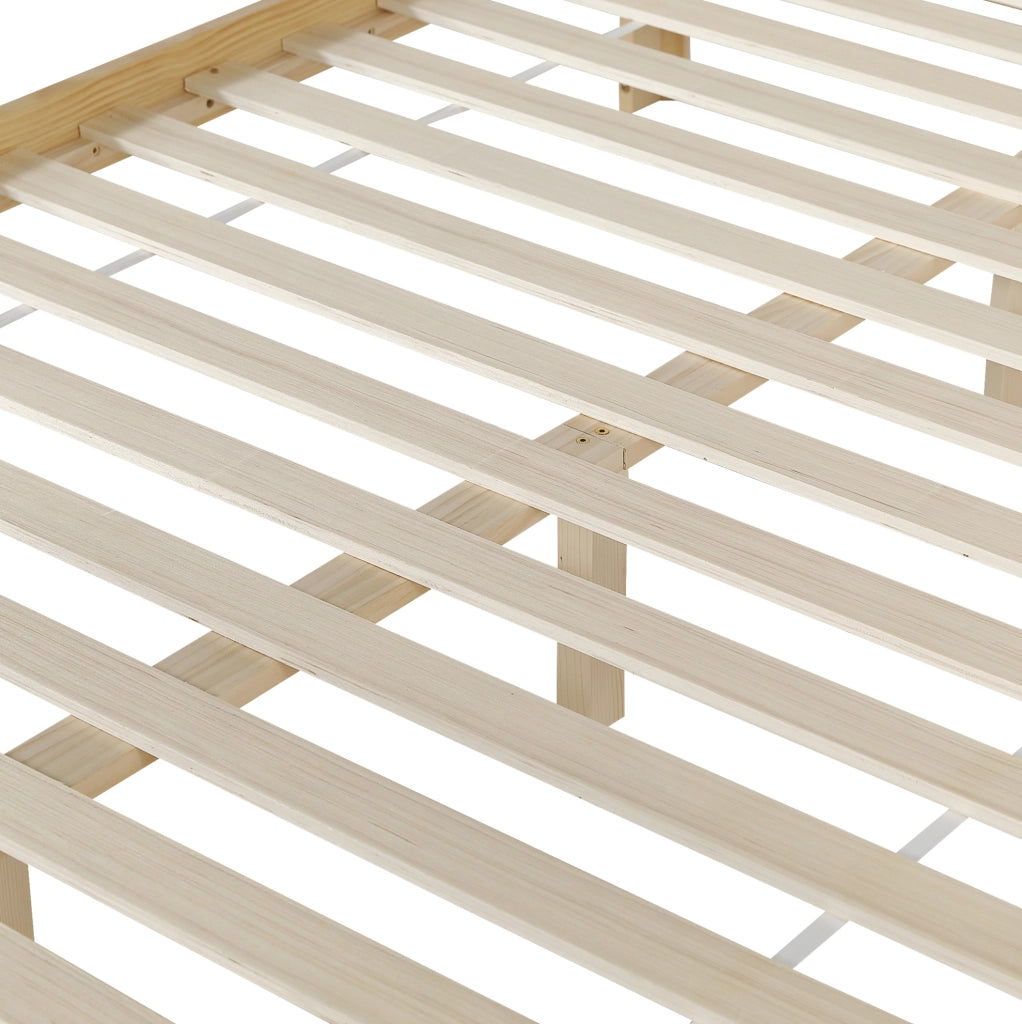 Letto in legno massello 140x200 cm naturale con rete a doghe stabile