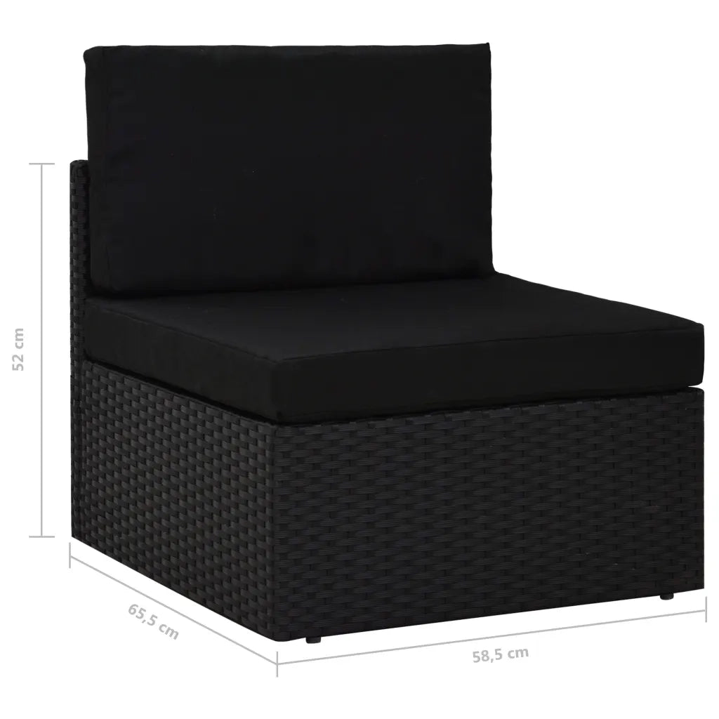 Divano Modulare a 2 Posti in Polyrattan Nero 49503